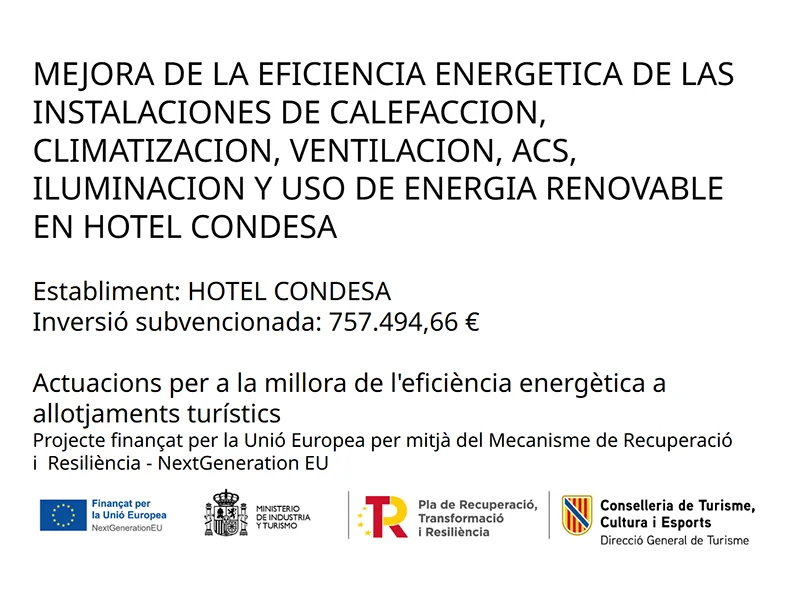 Certificado de eficiencia energética Reconocimiento de eficiencia energética para el Hotel Condesa